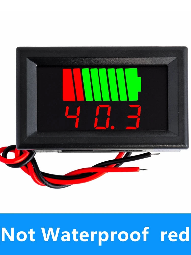 12V-60V Waterproof Battery Capacity Meter Blue LED Vehicle Level Zpaxo Not Waterproof RED