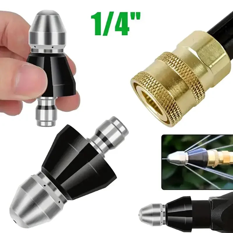 1PC Mini Sewer Jetter Nozzle With 1/4'' Quick Connect Drain Cleaning Nozzle Tips Kit For Drain Jetting Hose High Quality Zpaxo
