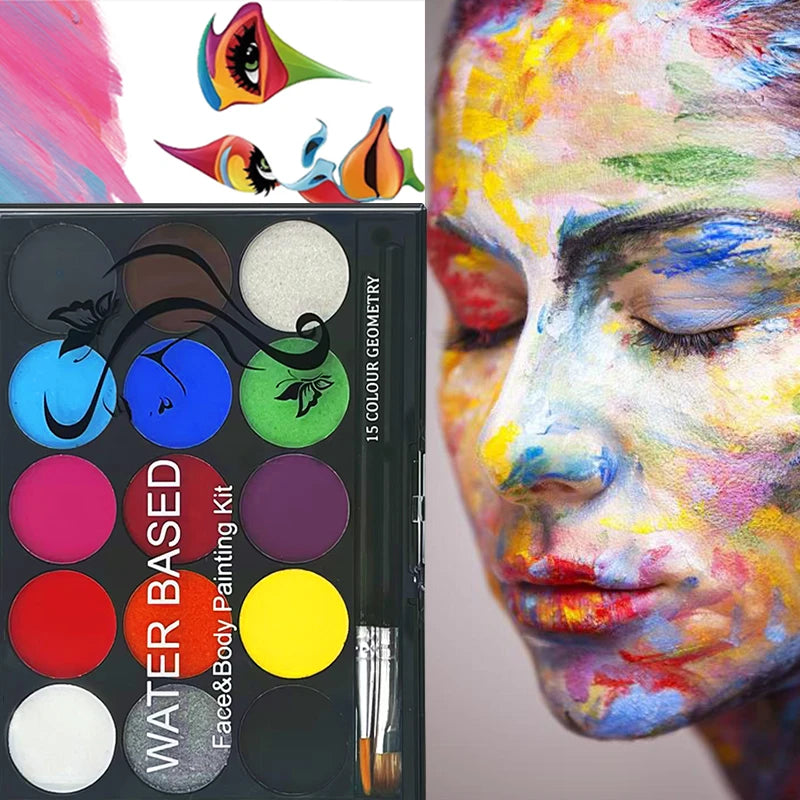 Face Body Painting palette 15 color water soluble Non Toxic facial Paint Cosplay hallowee Drawing waterproof Face Body Art Paint Zpaxo