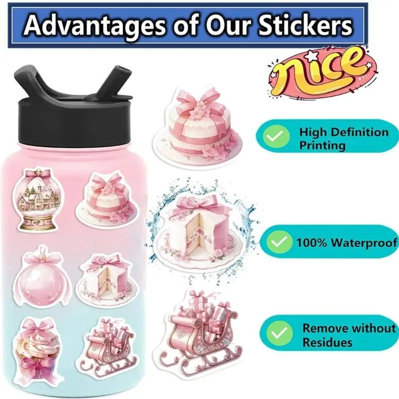 652F Pink Santa Doodles Decals 50Pieces PVC Material Scratch Zpaxo CN