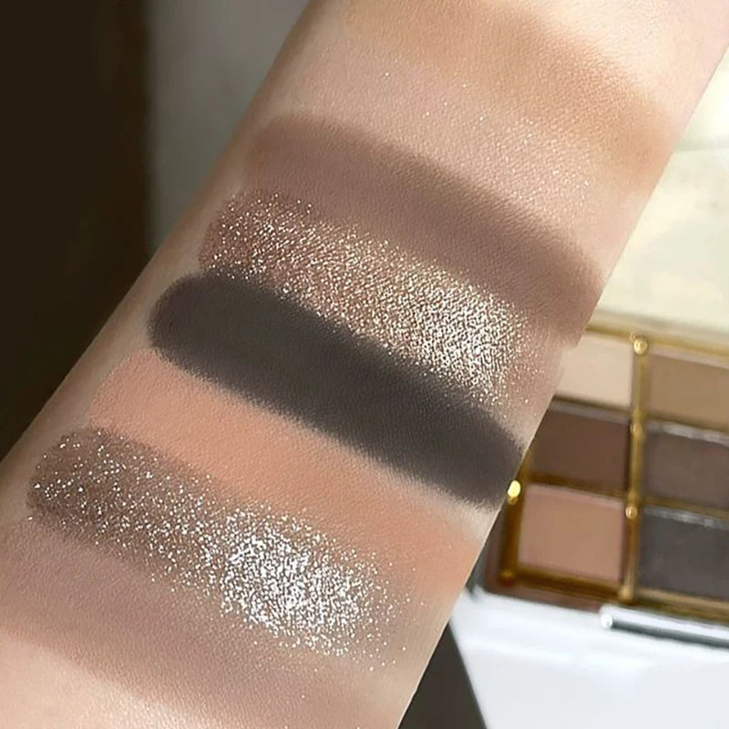 9 Colors Eyeshadow Palette Earth-toned Pearl Matte Shimmer Eye Shadow