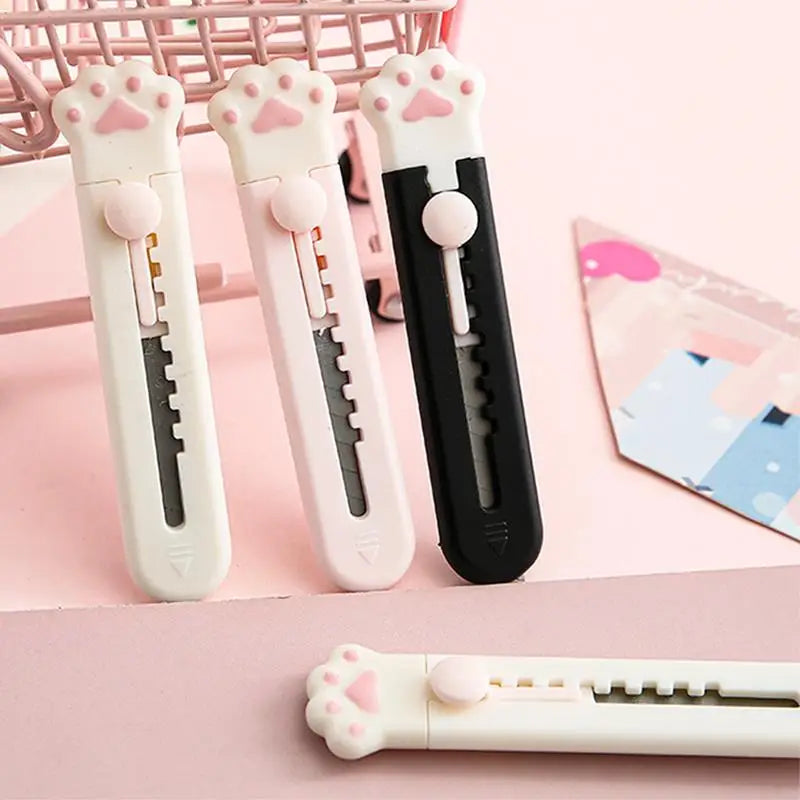 Mini Cute Cat Paw Utility Knife Lovely Kawaii Open Box Cutter Letter