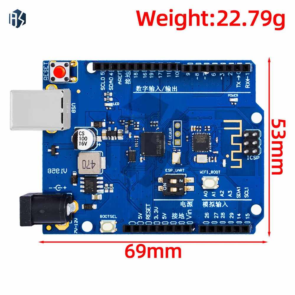 RP2040 Picoduino UN-O Development Board Raspberry Pi PICO W RP2040 WIFI Dual Core Chip for Aduino Zpaxo