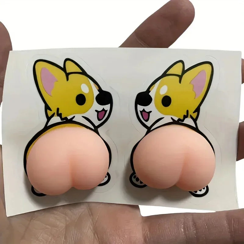 3D PVC Car Stickers 2-Piece Cartoon Bumper Rearview Mirror Protection