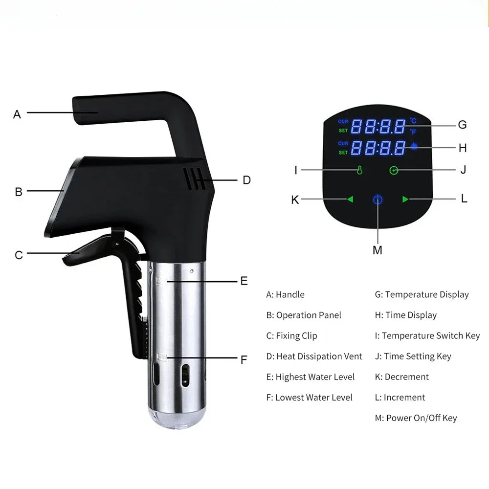Waterproof Smart Slow Cooker 1100W Vacuum Sous Vide Cooker Digital Display Immersion Circulator Accurate slow Cooking Machine Zpaxo