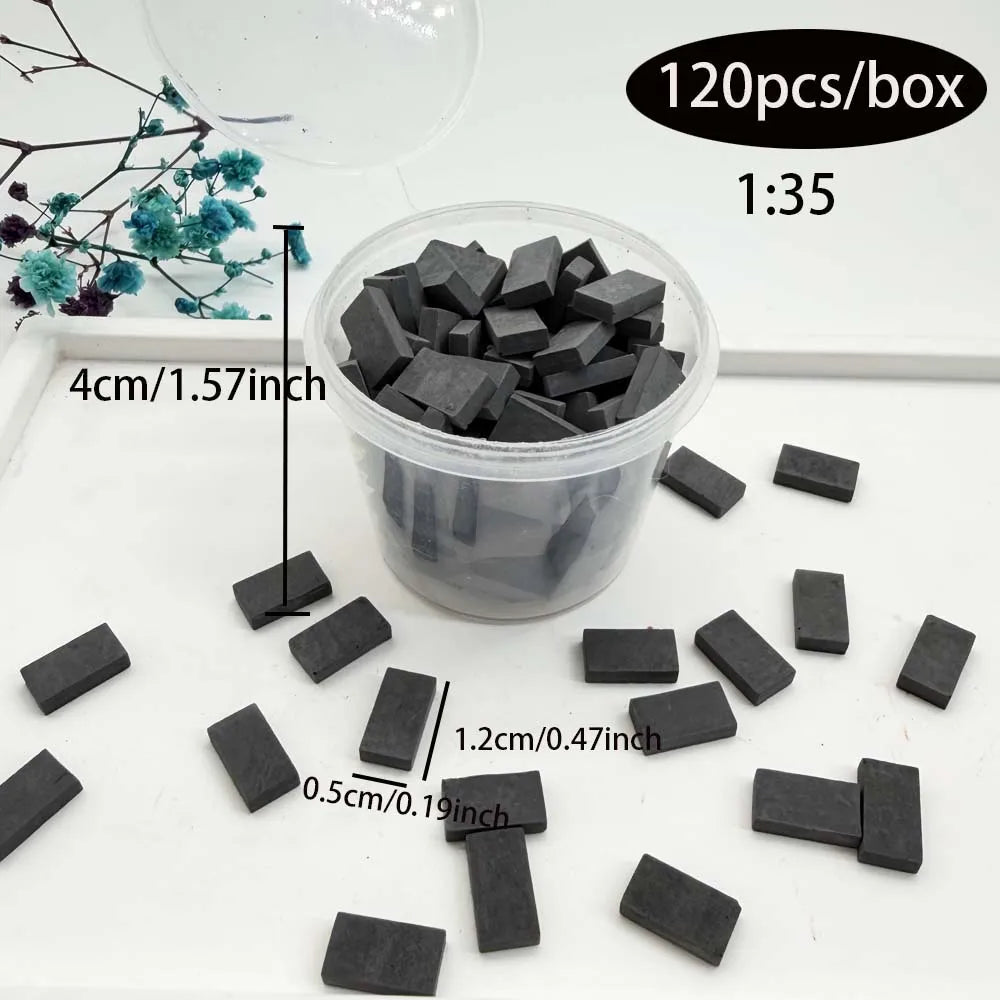 1:35 Miniature Bricks 120pcs – Gray & Orange Weathered DIY Miniature Model Bricks Zpaxo gray
