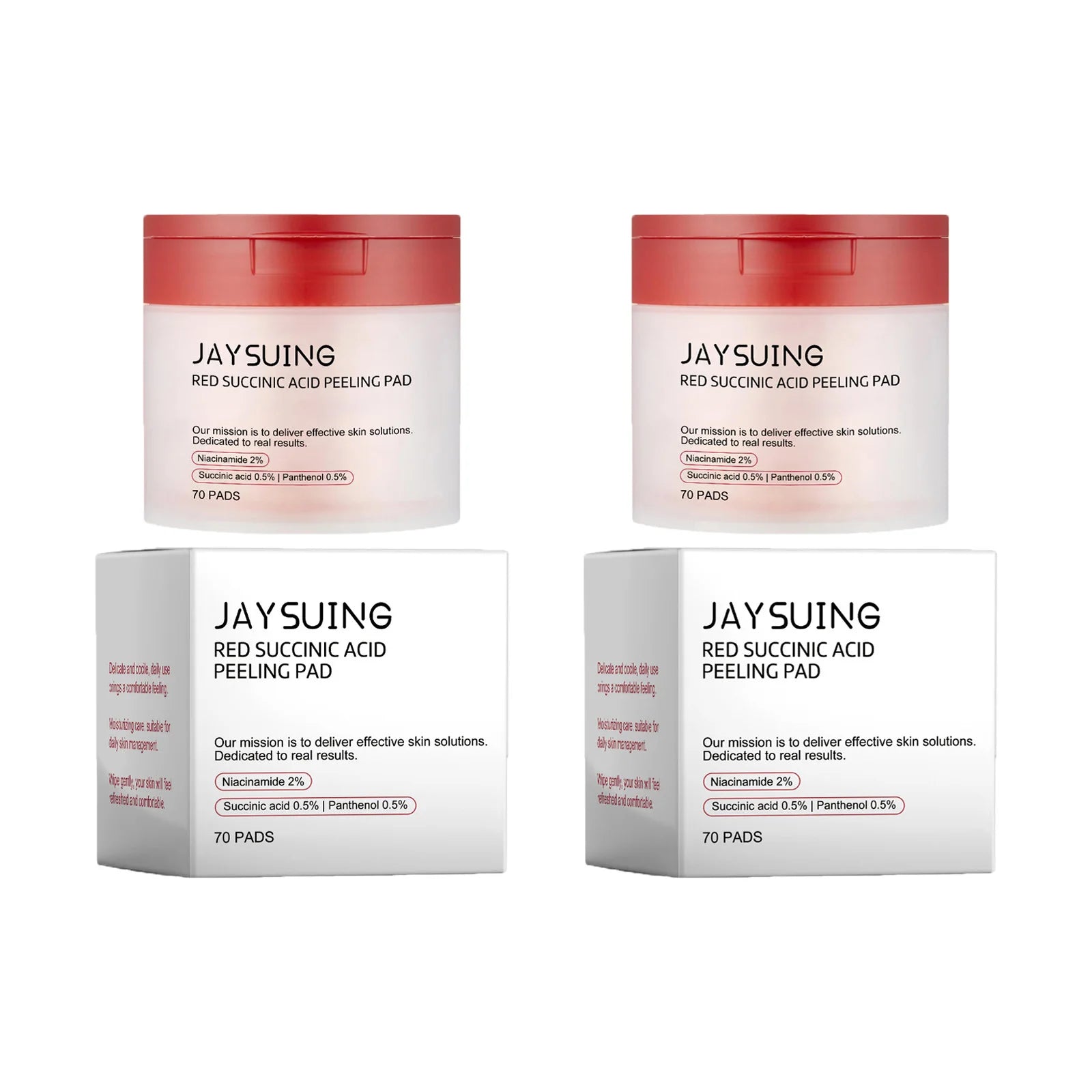 70pcs Red Succinic Acid Peeling Pads Gentle Exfoliation Soothing Moisturizing Delicate Smooth Skin Panthenol Facial Peeling Pads Zpaxo 140pads Boxed