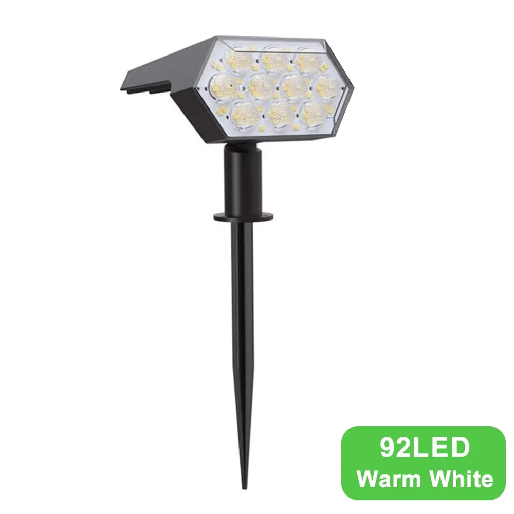 1-2PCS 92LED Solar Floodlight Outdoor IP65 Waterproof Warm White Solar Spot Lights Landscape Wall Lamp for Garden Fence Pathway Zpaxo 92 LED-1PCS Warm