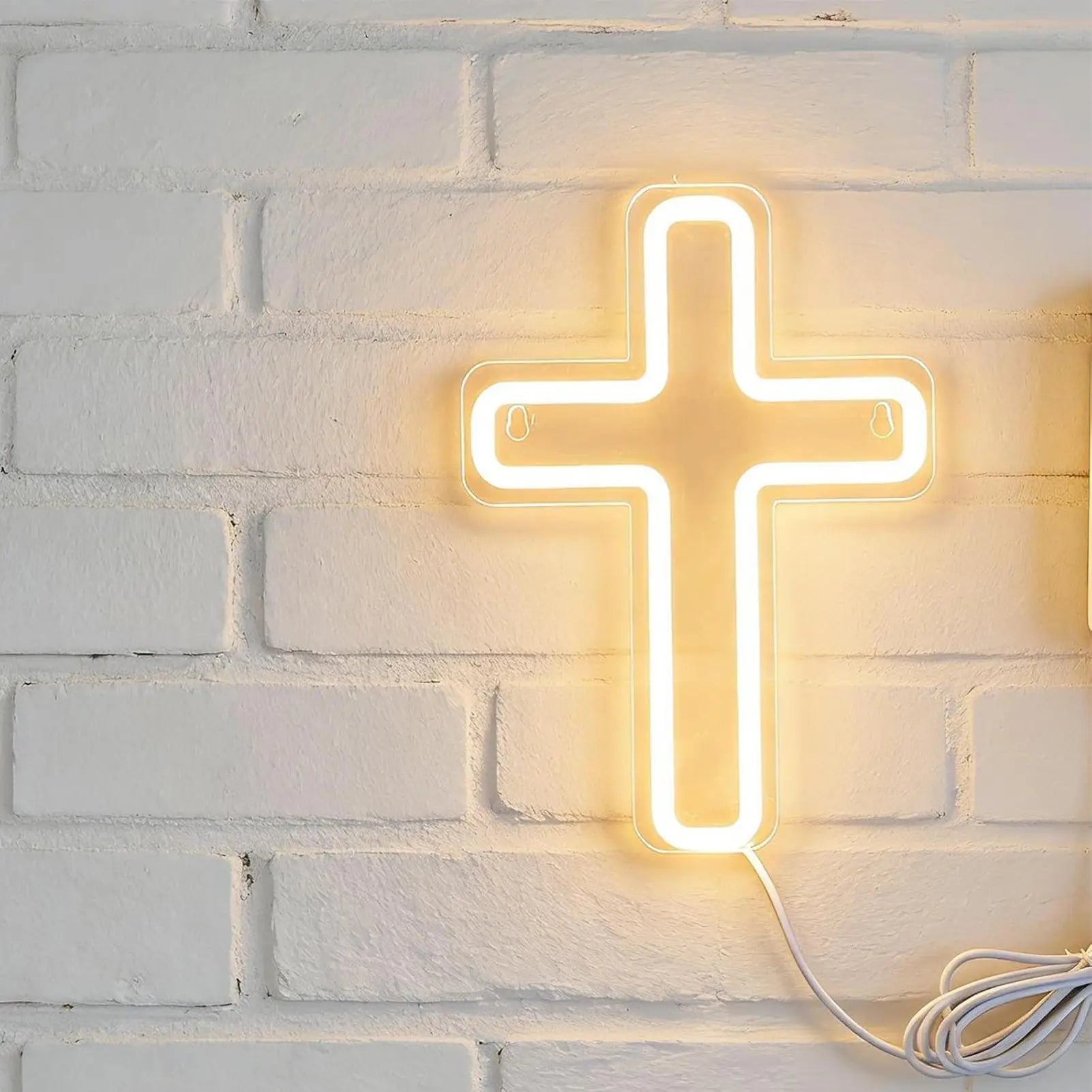 Neon Cross LED Light Wall Sign Dimmable Acrylic Crucifix Lamp Bedroom
