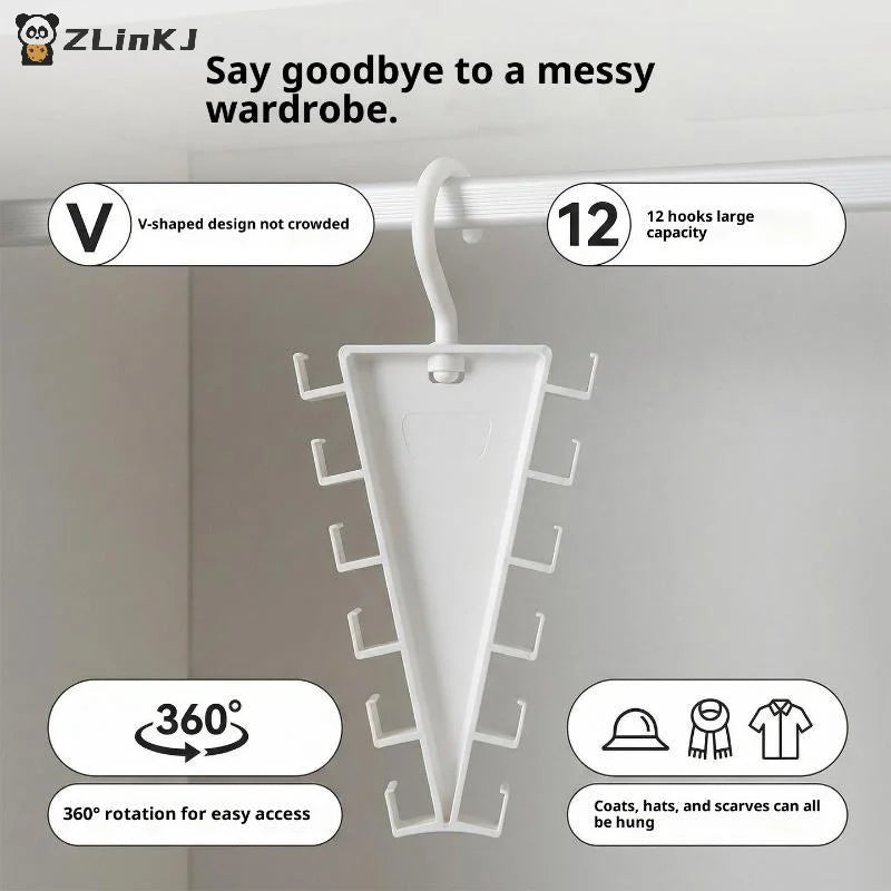 V-shape Multi Hook Clothes Hanger Organizer 12 Hooks Space Saving Zpaxo