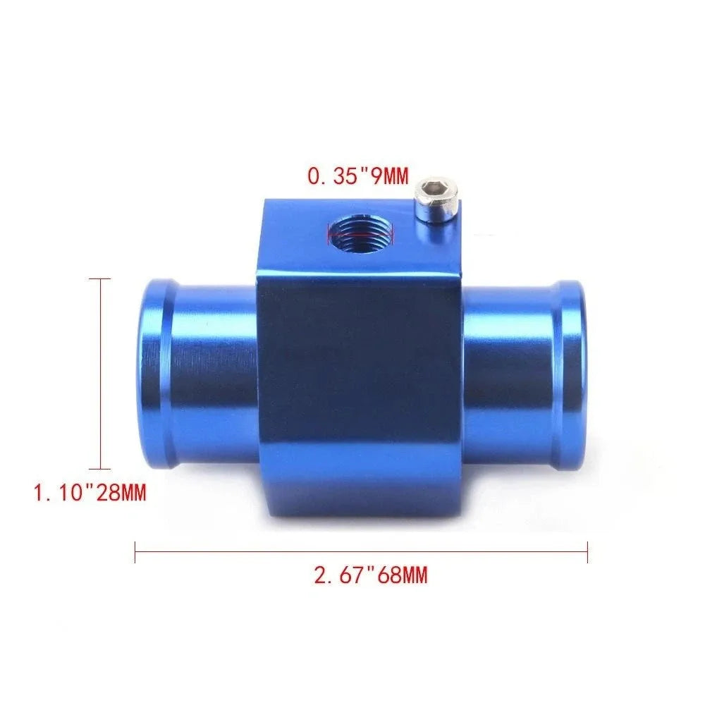 Hose Adapter 28mm Water Temp Sensor Engine Aluminum Radiator Hose Adapter Durable Blue Temperature Joint Pipe Universal Fitment Zpaxo