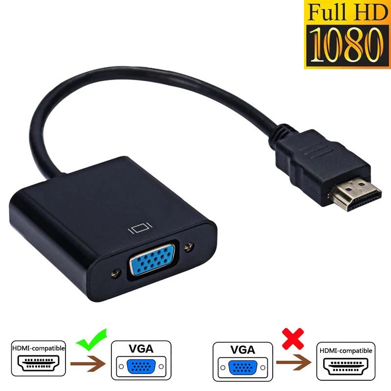 HDMI-Compatibl to VGA Adapter Full HD 1080P HDTV To VGA Cable Converter HDTV Male to VGA Female for PS4 Xbox Tablet Laptop PC TV Zpaxo