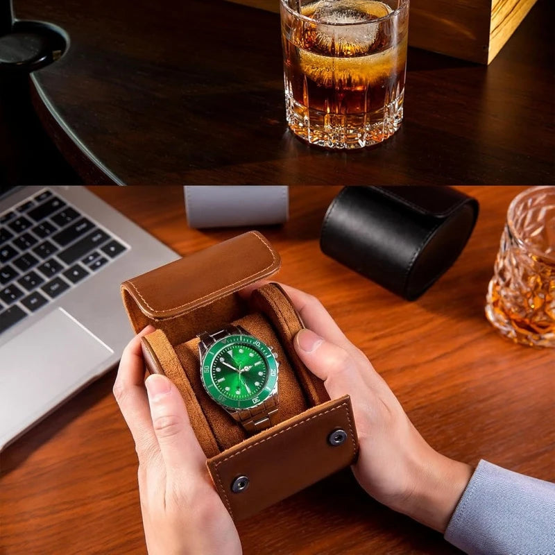 Single Watch Travel Case-classic Leather Case Superb Texture Portable