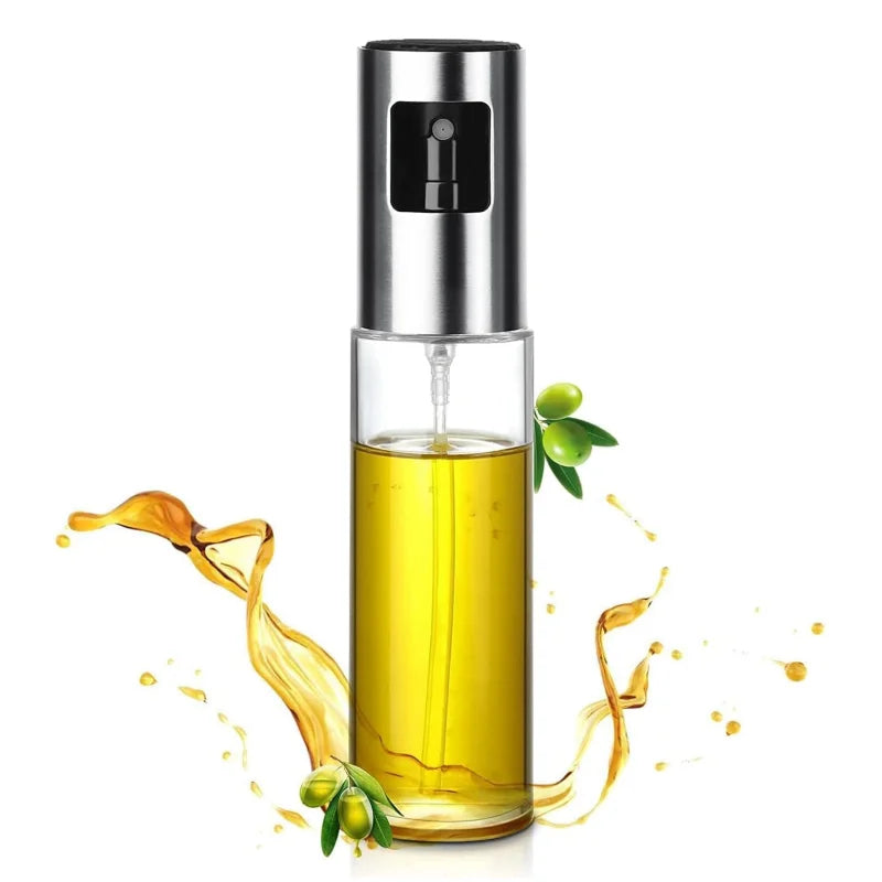 Oil Spray 100ml-Stainless Steel and Glass, Drop Resistant, Oil Dispenser with Accessories, Salad, Vinegar-Air Fryer Zpaxo