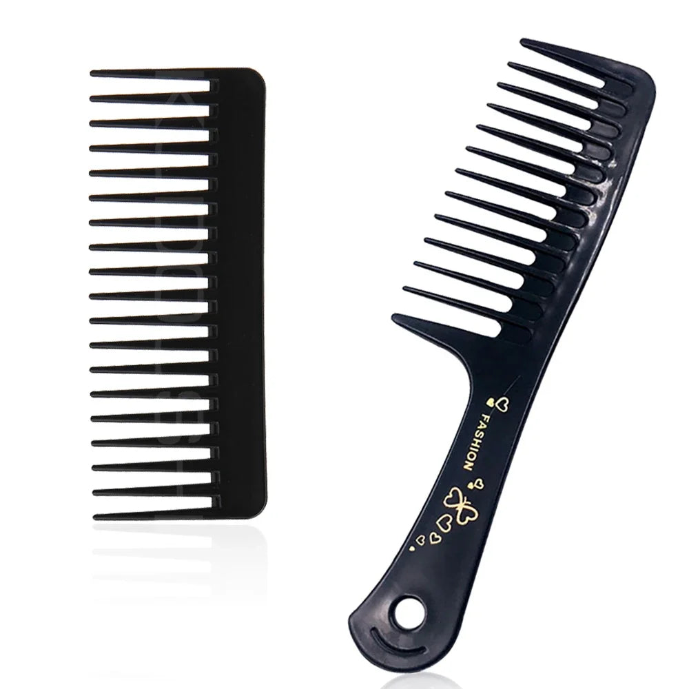 2 Types New Portable Black Wide Tooth Comb Black ABS Plastic Heat-resistant Large Wide Tooth Comb For Hair Styling Tool Zpaxo 1Set