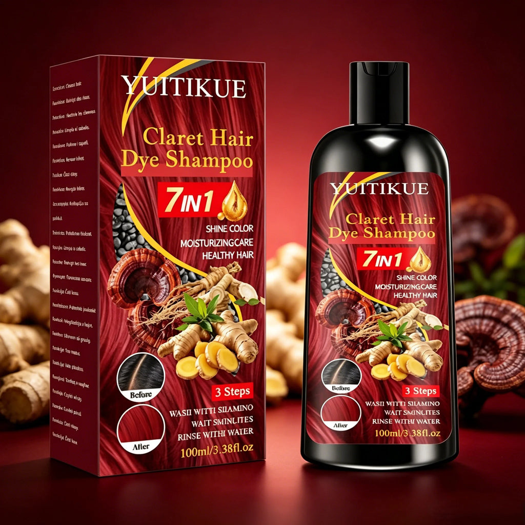YUITIKUE Claret Color Shampoo 7-in-1 Gentle Hair Dye | Nourishing Hair Dye Shampoo Zpaxo 1pc