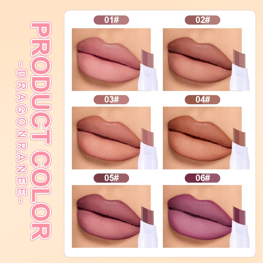 Two-Color Lipstick Pen, Matte Finish, Long-Lasting Effect, Two-Color, Fine Texture, Waterproof, Non-Fading Lip Gloss, Natural and Easy-To-Apply Lipstick Zpaxo