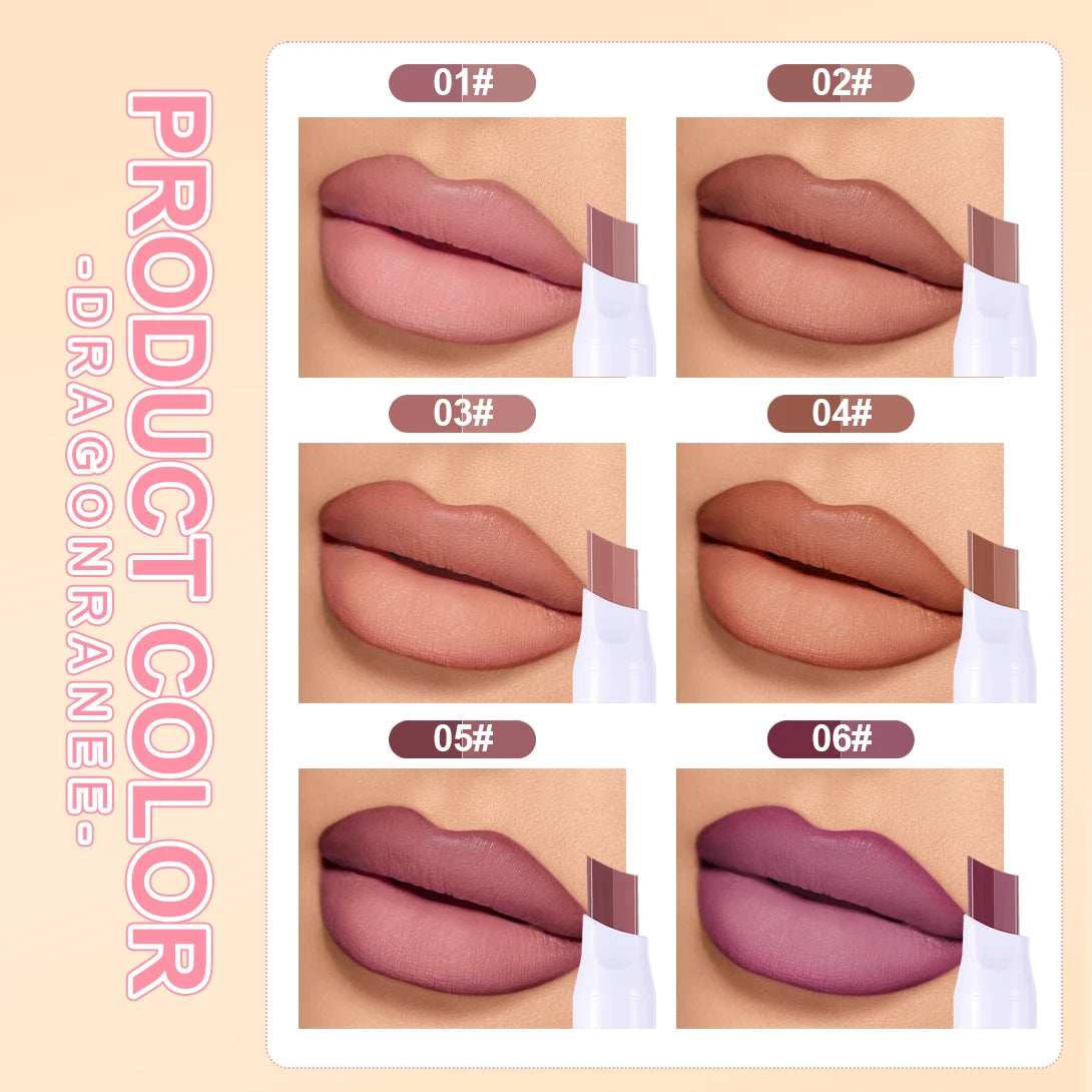 Two-Color Lipstick Pen, Matte Finish, Long-Lasting Effect, Two-Color, Fine Texture, Waterproof, Non-Fading Lip Gloss, Natural and Easy-To-Apply Lipstick Zpaxo