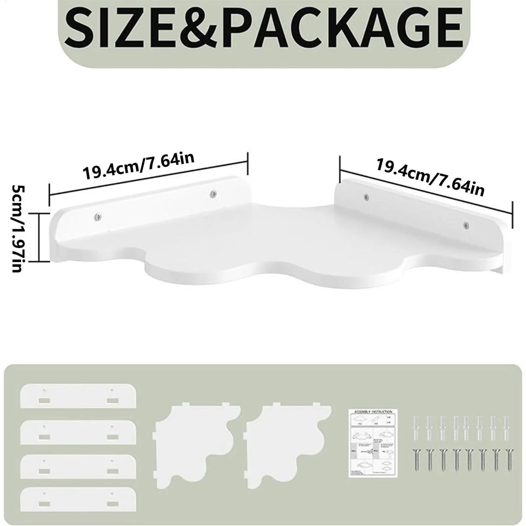 Corner Floating Shelf 2 Cloud Storage Rack Wall Mounted Bookshelf