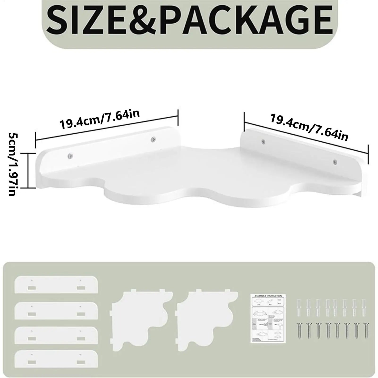 Corner Floating Shelf 2 Cloud Storage Rack Wall Mounted Bookshelf