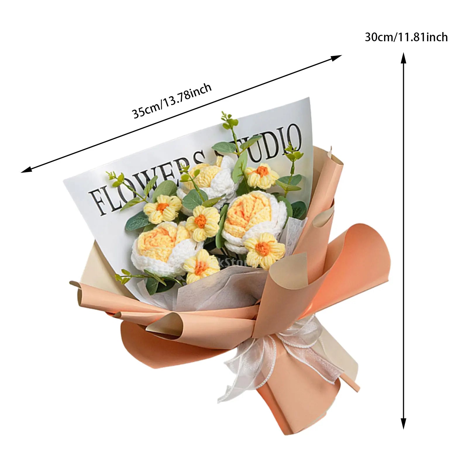 Crochet Tulip Flower Bouquet Decoration Completed Handmade Knitted Bouquet for Mothers Day Gifts Party Birthday Home Wedding Zpaxo Gradient orange