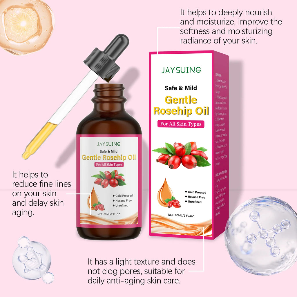 Jaysuing Rosehip Facial Oil Anti-Aging Moisturizing Essence 60ml Facial Essence Oil Zpaxo
