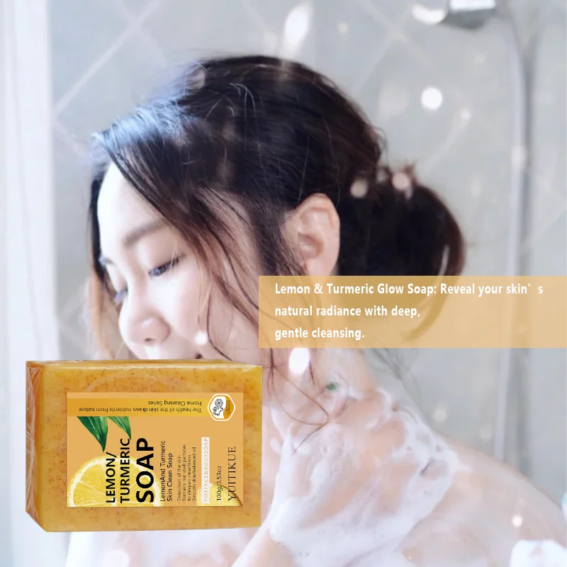 YUITIKUE Lemon Turmeric Glow Soap – Brighten & Deep Clean 100g Brightening Bar Soap Zpaxo