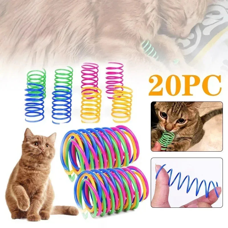Colorful Coil Spring Cat Toys – Interactive Kitten Set (4–24 Pack)