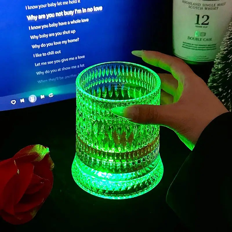 360° Rotating Glass Cup with LED Base | Brandy Cocktail Glass