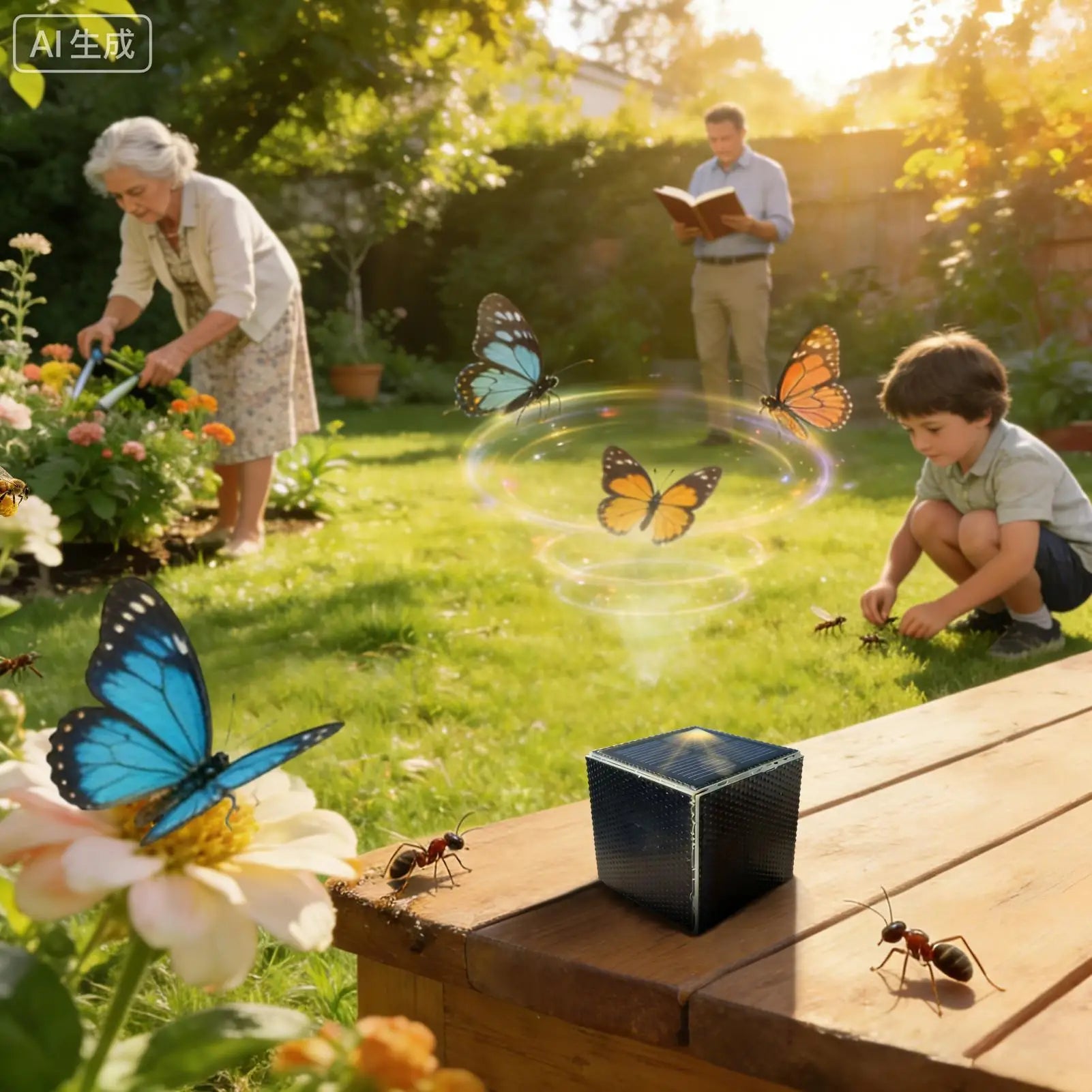 Sound Simulator Solar Powered Garden Noisemaker Bee Sound Simulation Machine for Gardeners Farmers Lawns Gardens Flower Beds Zpaxo
