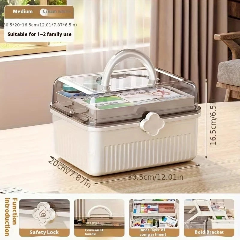 Smart Flip-top Medicine Box Visual Window Multi-layers Easy-carry
