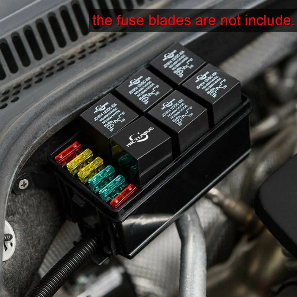 6 Way Fuse Relay Box Black Holder Block Circuit Protector Terminal