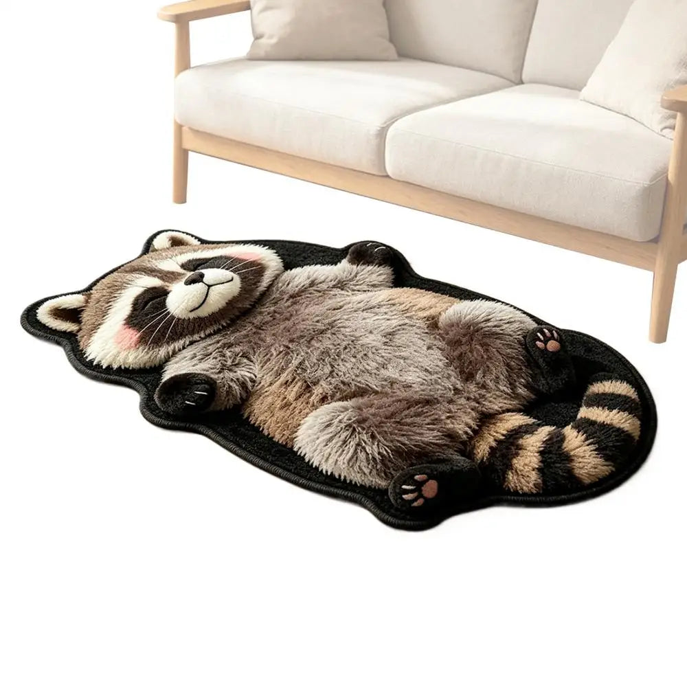 Animal Area Rug Raccoon Pattern Carpet Mat Soft Home Dining Bedroom