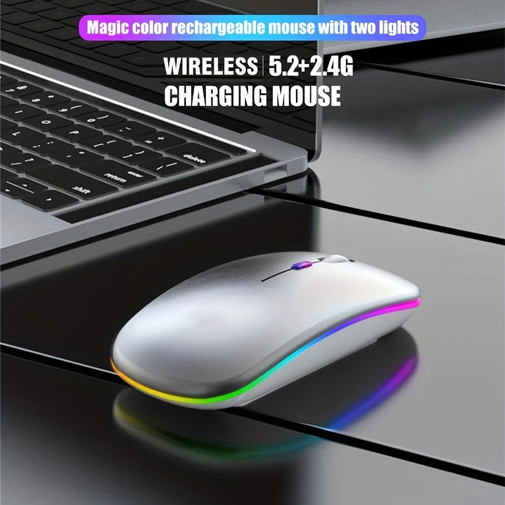 Wireless Mouse Gaming Mouse Backlight RGB Rechargeable Mice Silent Backlit Ergonomic Dual Mode Gaming Mouse For Computer Laptops Zpaxo