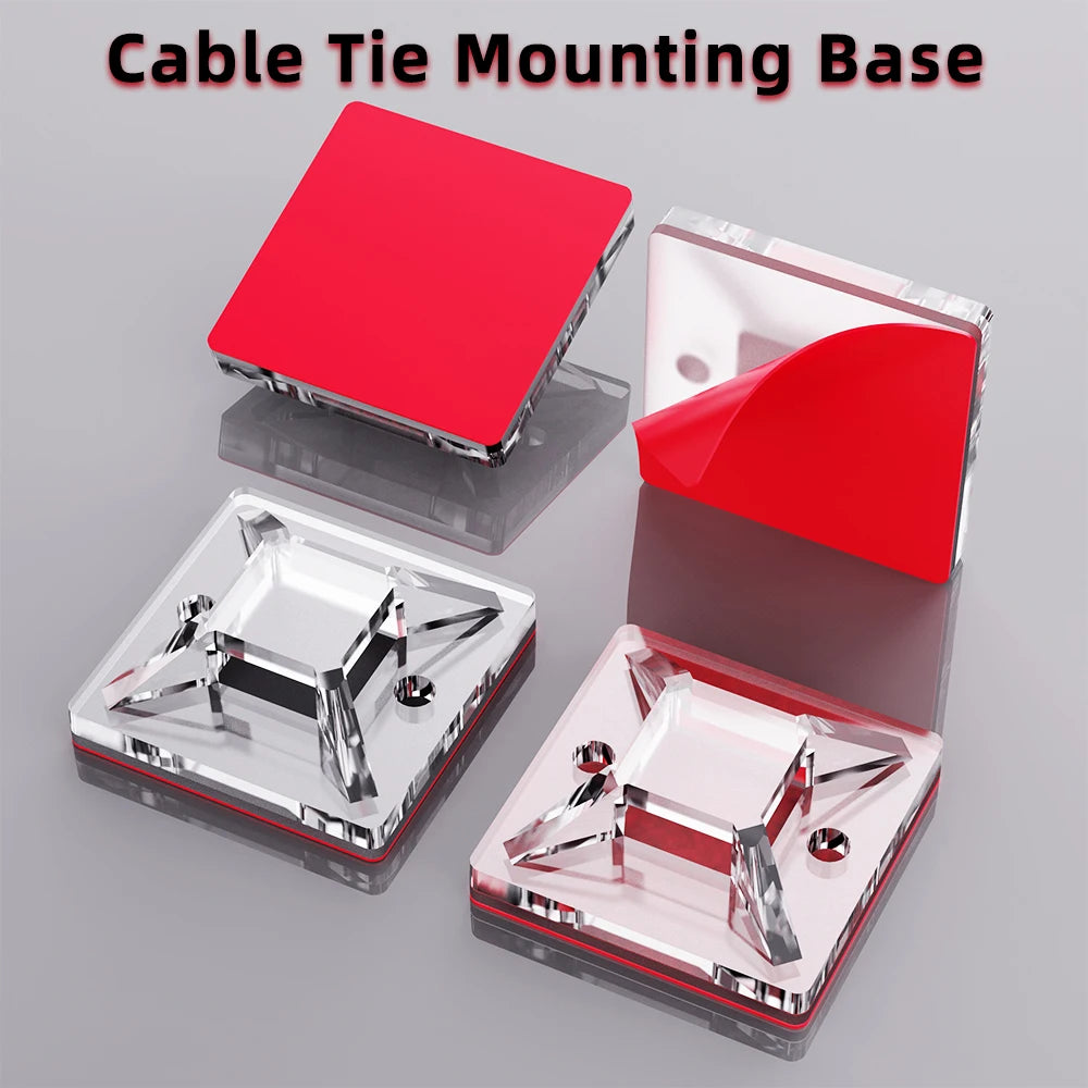 100Pcs Zip Tie Mounts Wire Clamp Cable Organizer Holder Self-adhesive Fixed Wire Clip For Desktop Car Office Holder Accessories Zpaxo