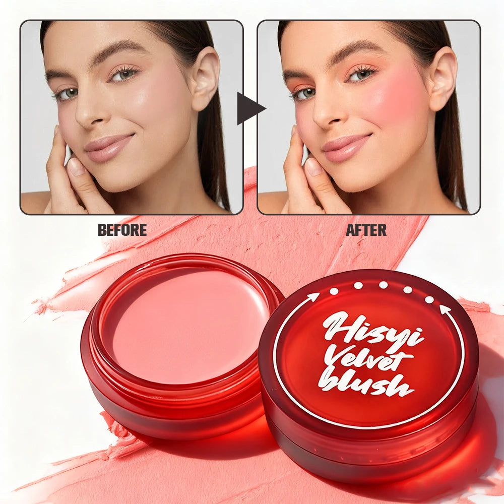 HISYI Velvet Blush Matte Creamy Texture Natural Cheek Tint Long-lasting Makeup Face Beauty Zpaxo