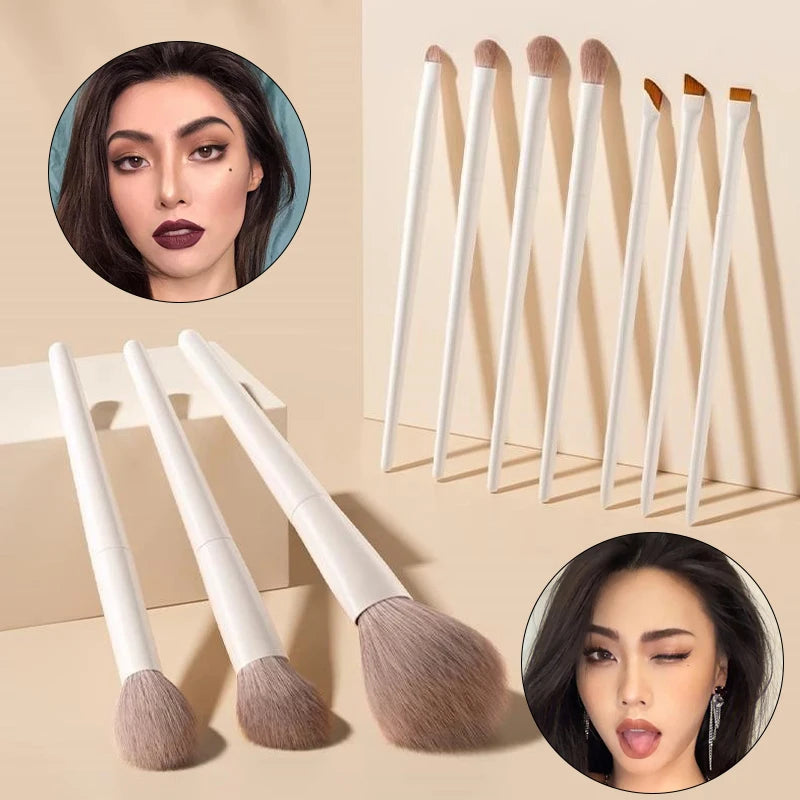 5/7/10/12pcs Professional Makeup Brushes Tools Set White Eyeshadow Eyeliner Foundation Brush Women Facial Beauty Cosmetic Tool Zpaxo