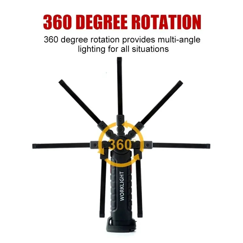 Rechargeable LED Work Light – Magnetic Base & 360° Rotation