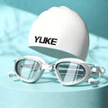 Swimming Goggles Ear Plugs Silicone Swim Cap Anti Fog UV Protection Zpaxo Misty White