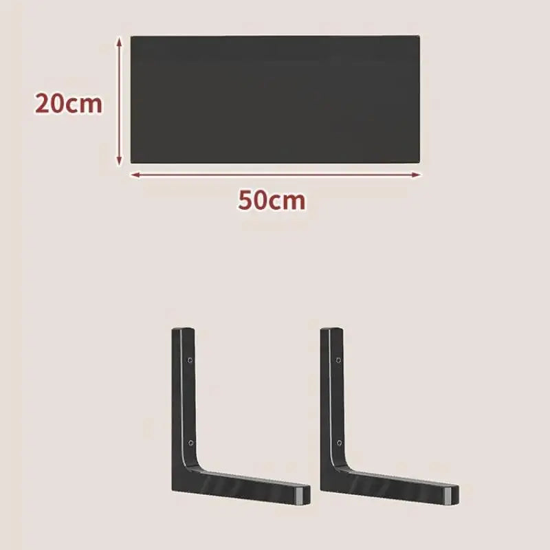Wall Shelves Floating Wood Water Resistant-space Saving Storage Zpaxo Black 20X50CM