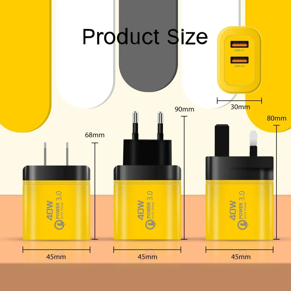 40W Dual USB Wall Charger – EU/US Plug, iPhone & Samsung USB Wall Charger Zpaxo