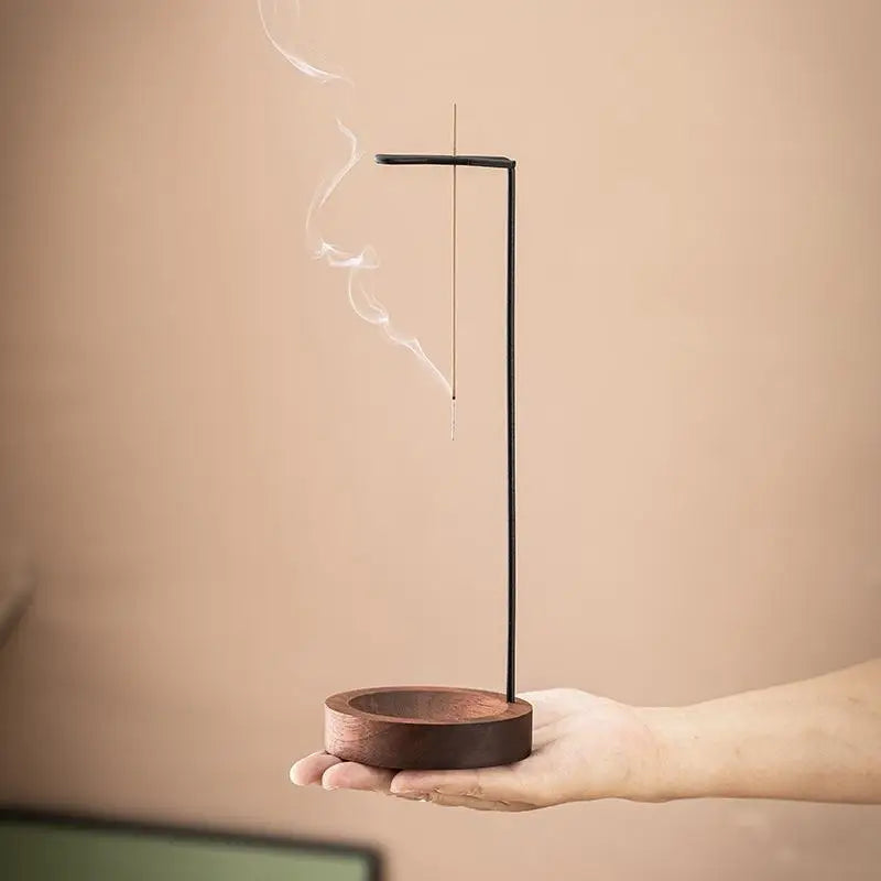 Upside Down Incense Burner – Wood & Metal Anti-Ash Stick Holder