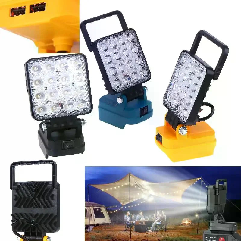 14W Camping Lamp Emergency Lighting With Dual USB Li-ion Battery Lantern Outdoor Flashlight 4 Inch LED Work Light Zpaxo