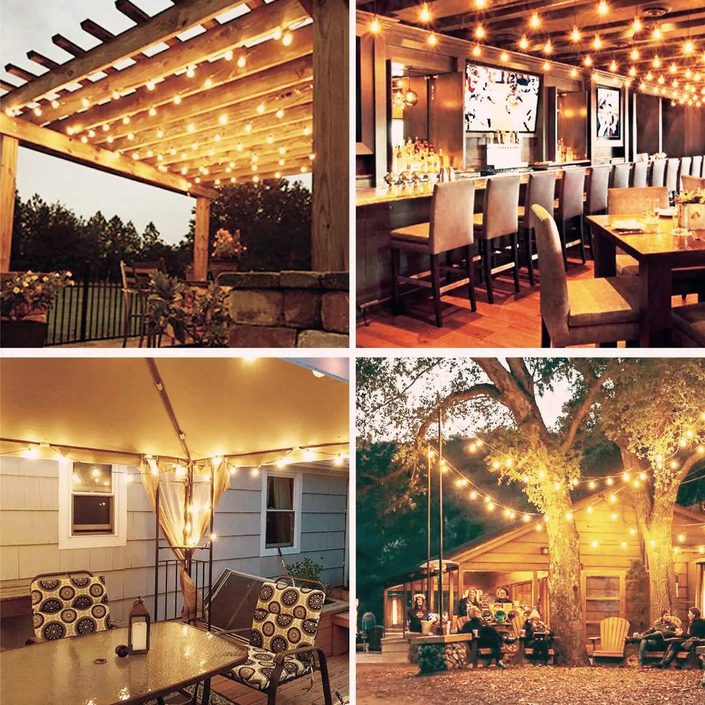 Outdoor String Lights G40 LED Patio Lights EU Plug Edison Bulbs Waterproof Hanging Light for Backyard Party Wedding Camping Lamp Zpaxo