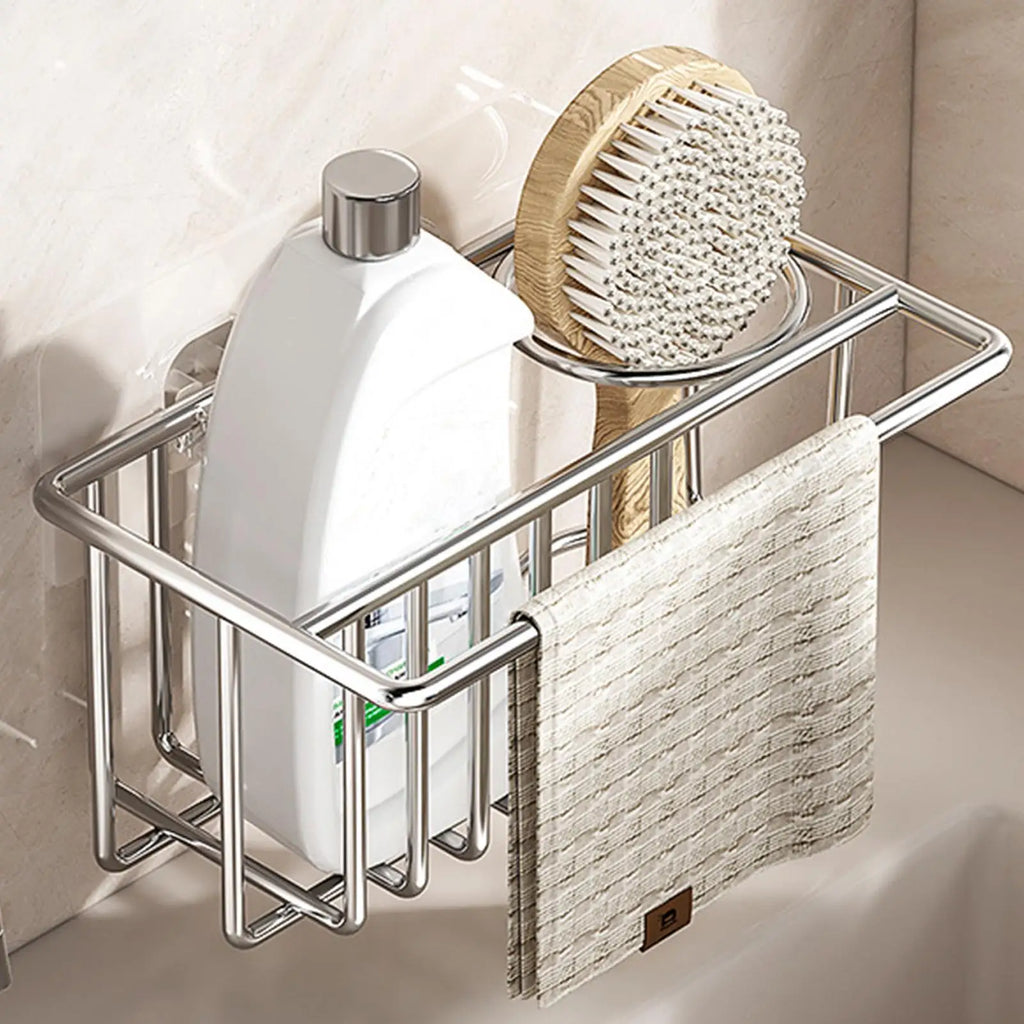 Sponge Holder Kitchen Sink Stainless Steel Wall Mounted No-drill Rack