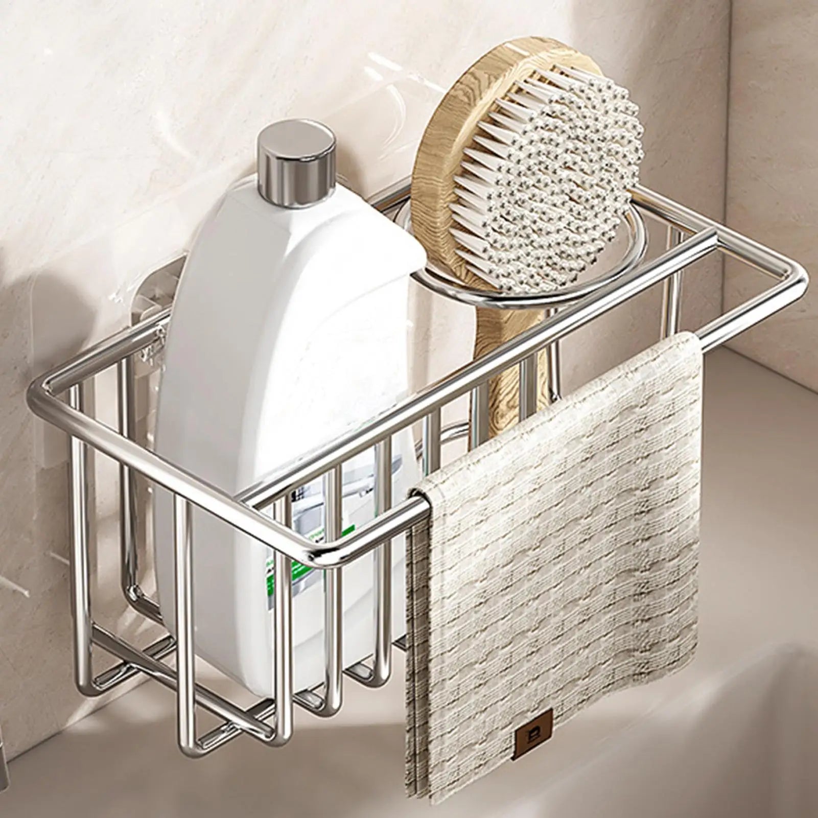 Sponge Holder Kitchen Sink Stainless Steel Wall Mounted No-drill Rack