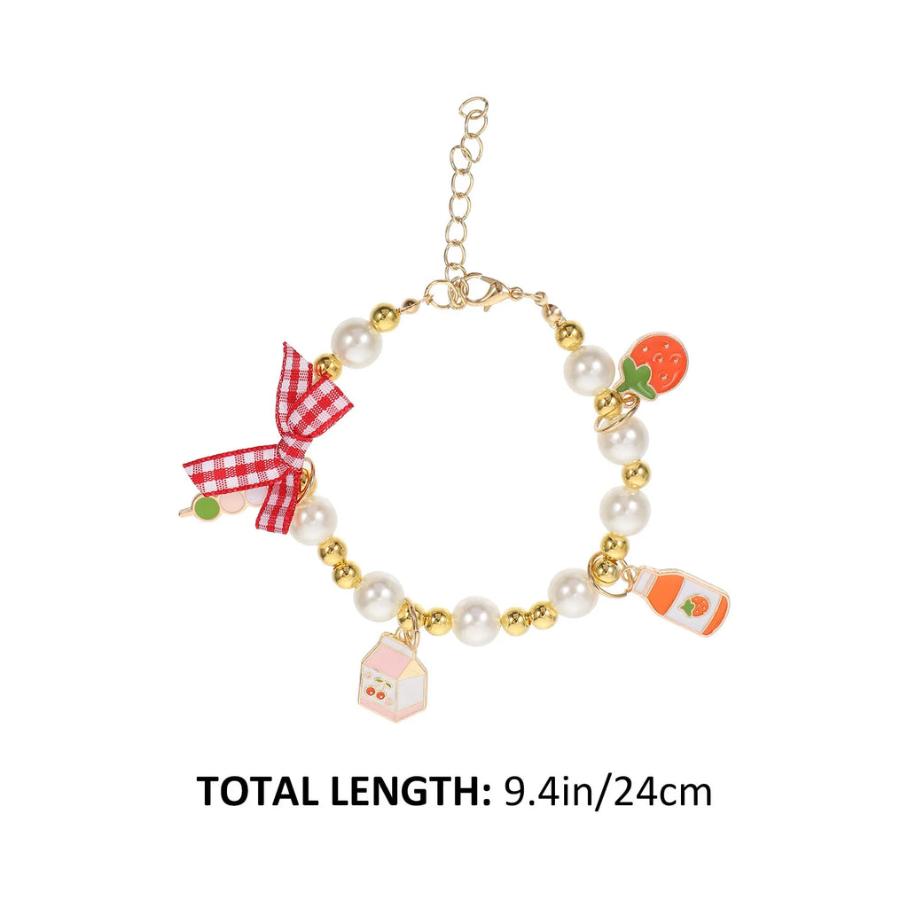 Pearl Design Pet Collar Bowknot Pendant Decorative Cat Dog Necklace