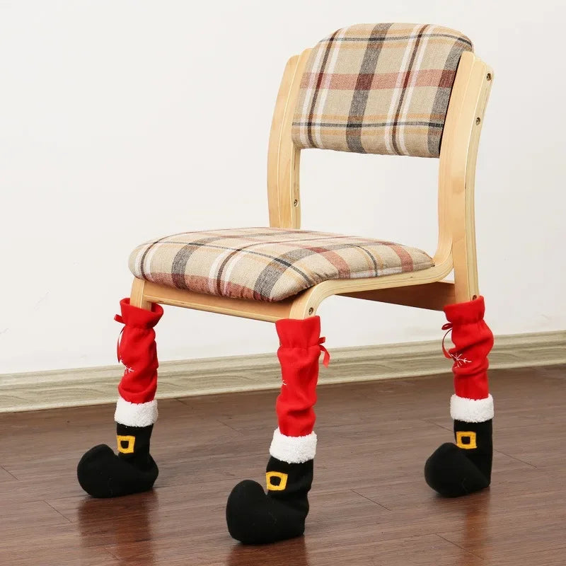 Festive Santa Boot Chair Leg Covers Cute Christmas Sock Decor Holiday
