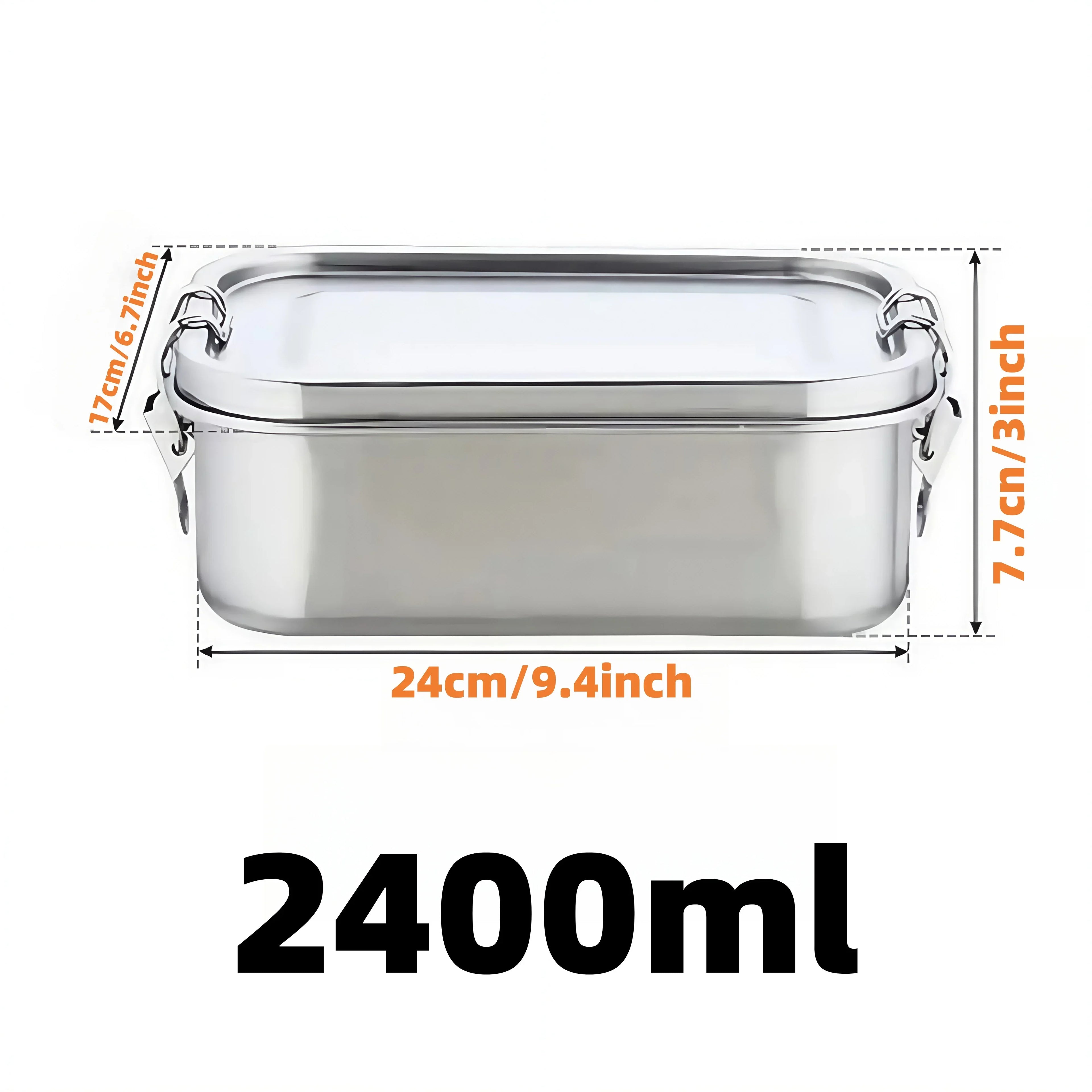 Stainless Steel Leak-Proof Bento Lunch Box – Kids & Adults Bento Lunch Box Zpaxo 2400ml 1PC