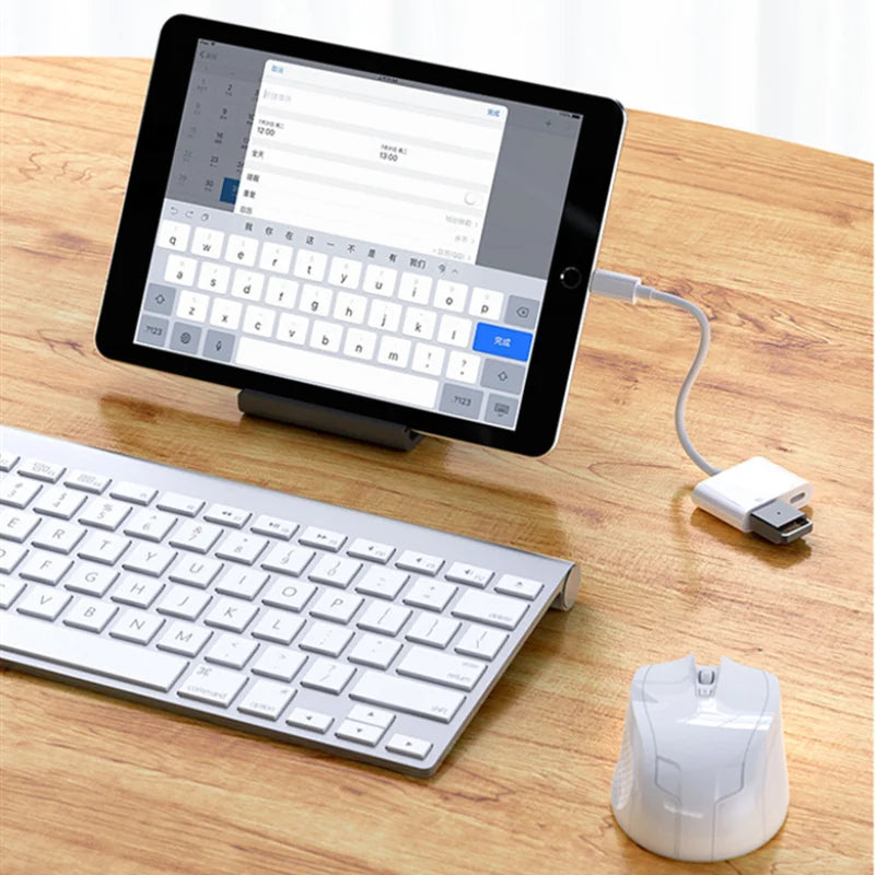 Lightning USB OTG Converter Adapter IPhone Mouse Keyboard Charging U